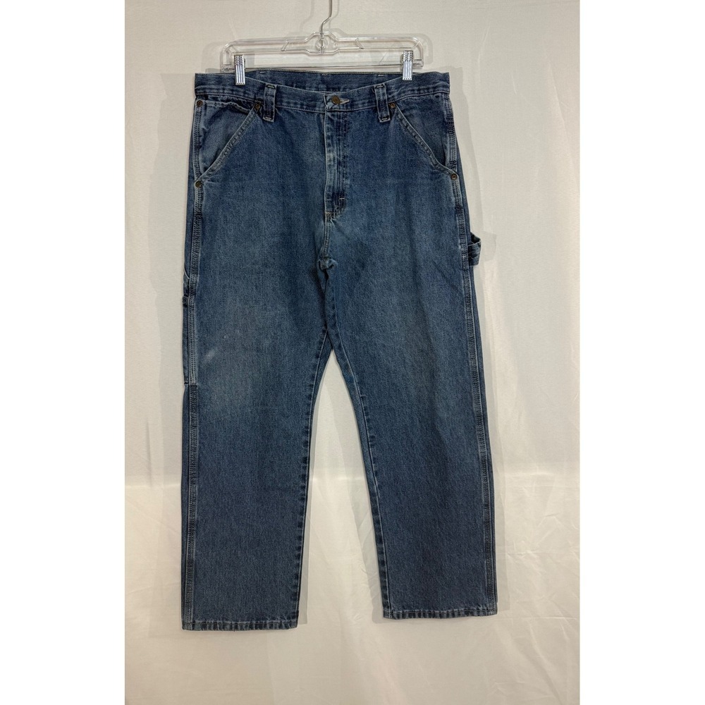 Wrangler Carpenter Jeans Mens Size 34x30 Denim Utility Work Pants Blue